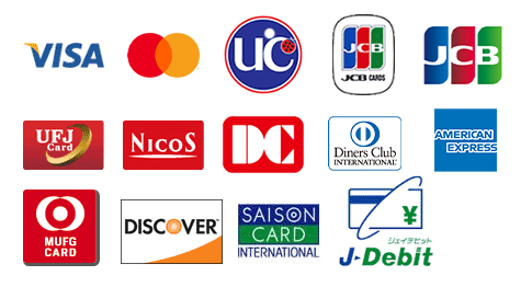 VISA Mastercard UC JCB UFJCard NicoS DC DinersClub AMERICANEXPRESS MUFGCARD DISCOVER SAISONCARD J-Debit 